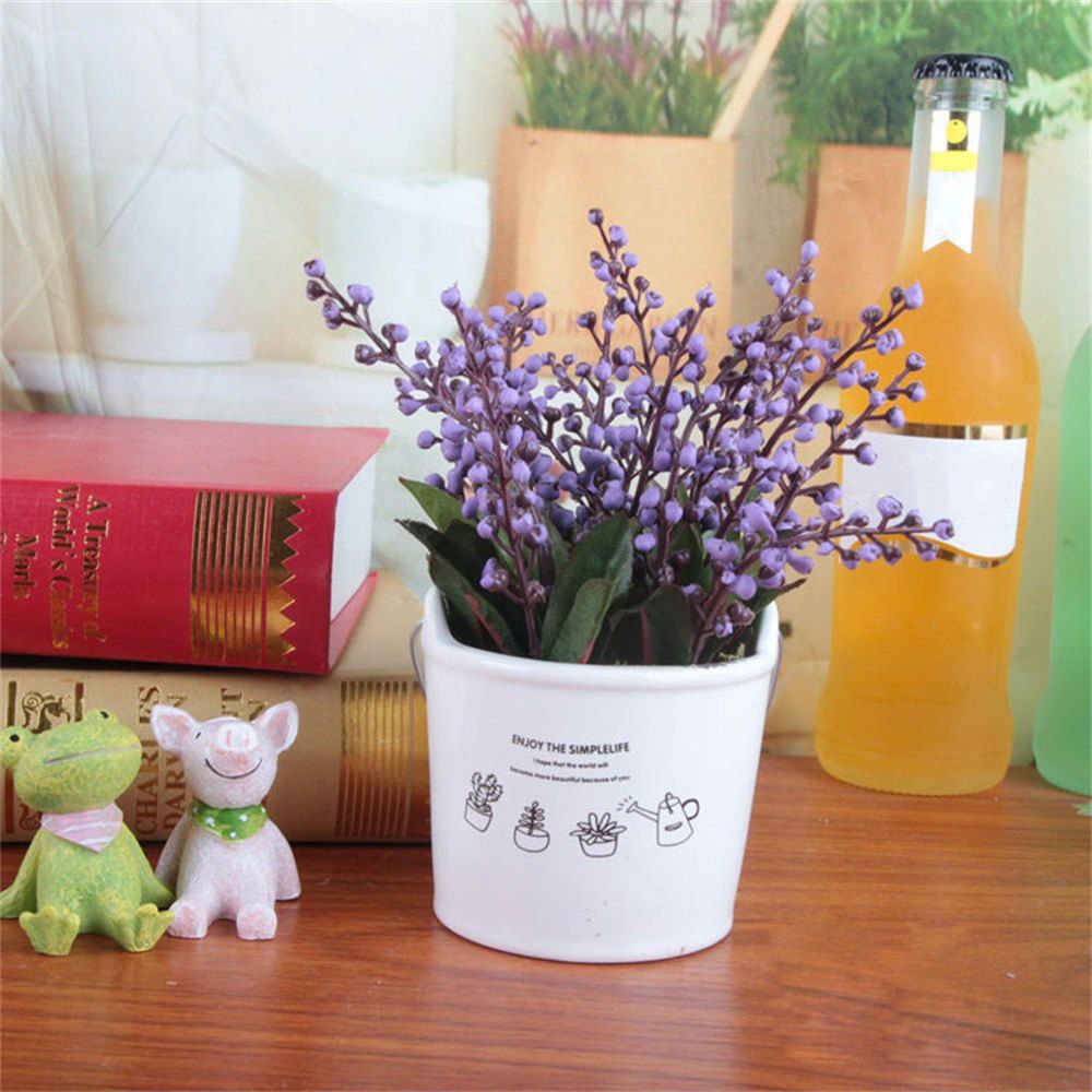 

Bucket Auspicious Fruit False Bonsai Artificial Green Potted Plant 1pcs, Purple