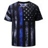 T-shirt à manches courtes drapeau américain impression 3D Casual hommes - Noir M