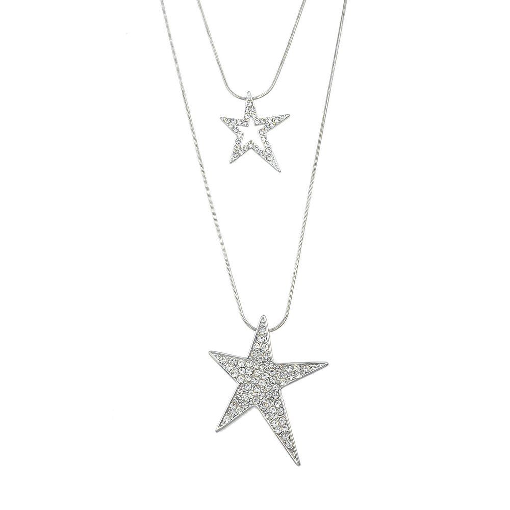

Silver Color Chain with Rhinestone Star Pendant Necklace