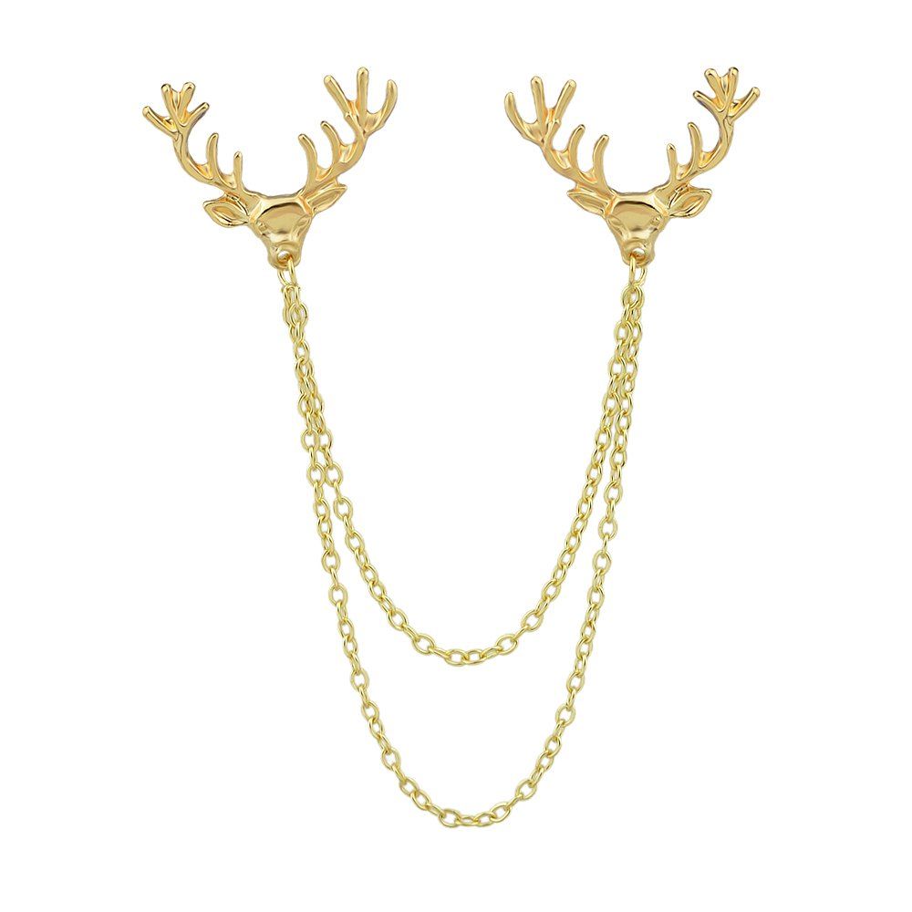 

Silver Gold-color Metal Deer Head Brooch