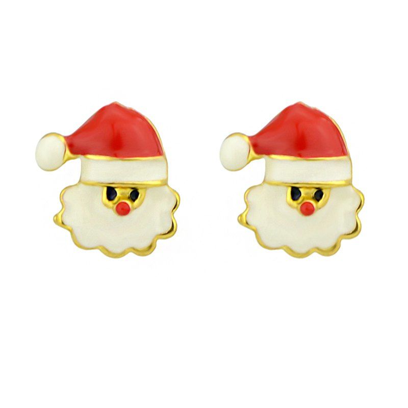 

Red White Enamel Cute Santa Claus Earrings