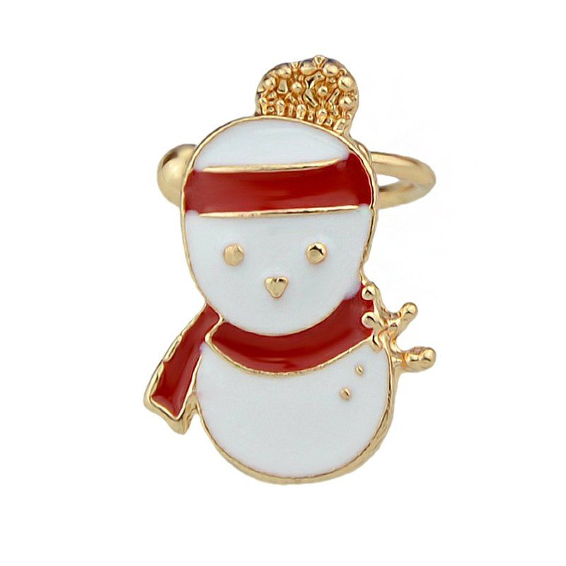 

Red White Enamel Snowman Ear Cuff Cartilage Clip Earrings
