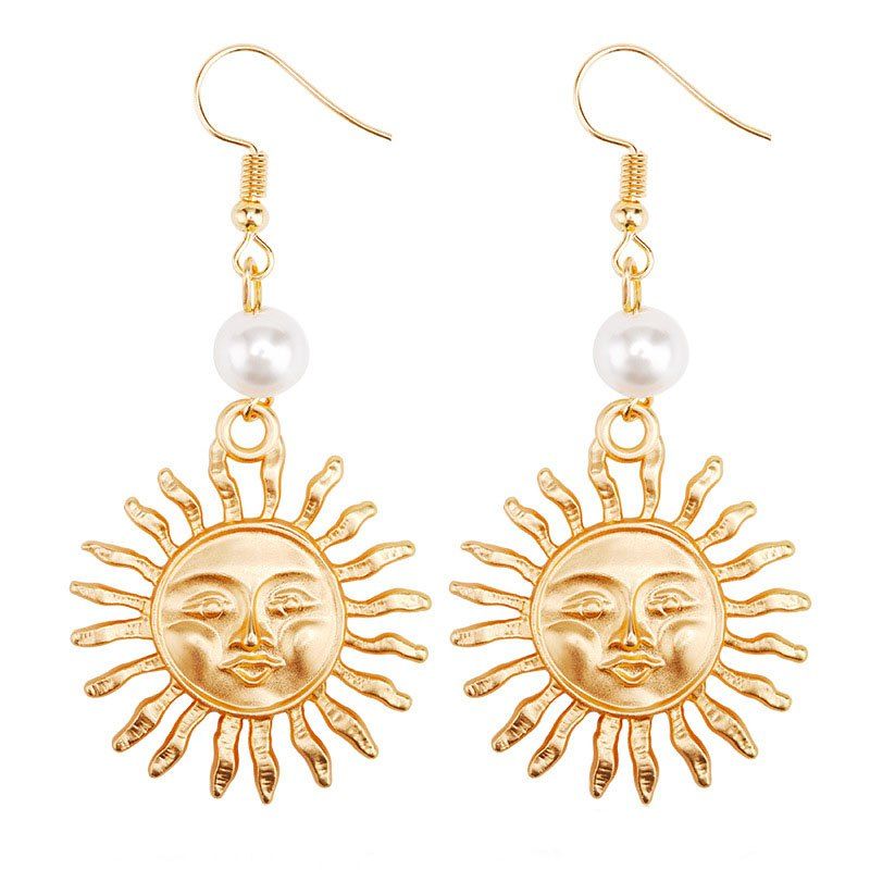 

Personality Creative Flower Smile Earring, Gold