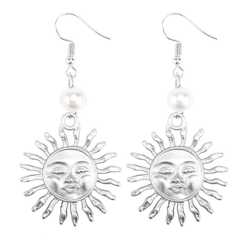 

Personality Creative Flower Smile Earring, Silver