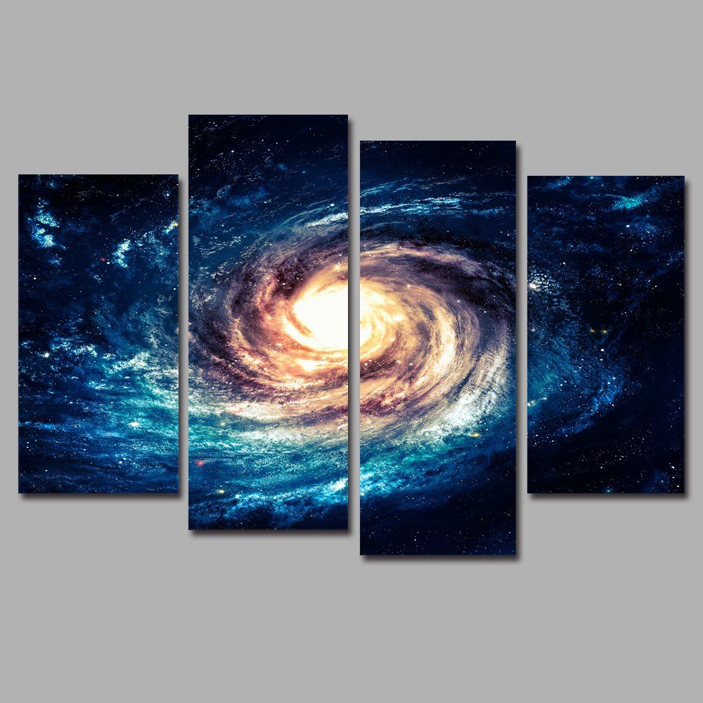 

Swirl Star Frameless Printed Canvas Art Print 4PCS, Multi-a