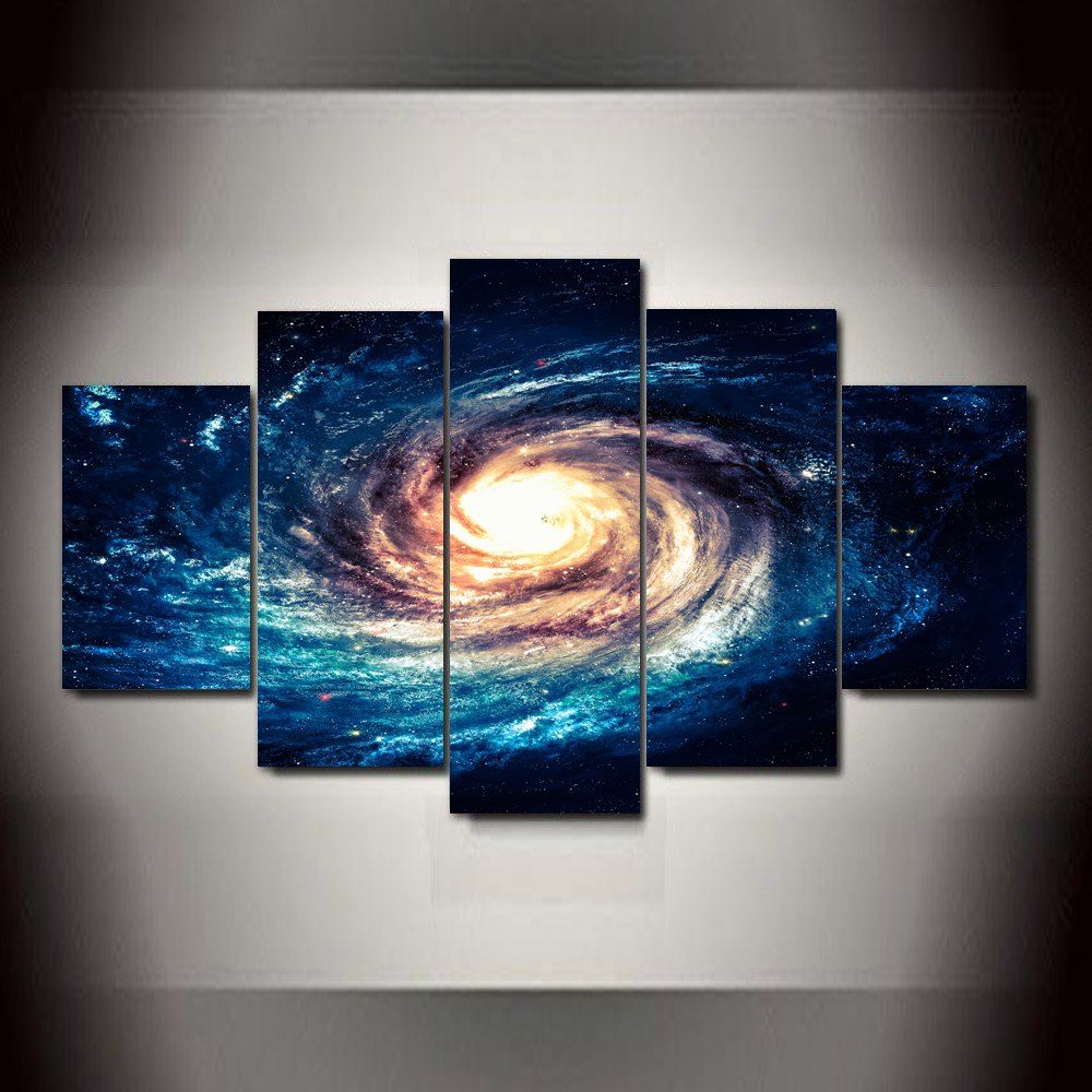 

Swirl Star Frameless Printed Canvas Art Print 5PCS, Multi-a