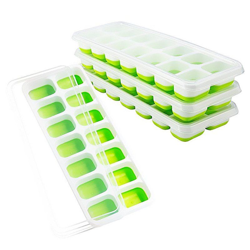 

Silicone 14 Trays Ice Grid Molds with Spill-Resistant Removable Lid 2PCS, Lawn green