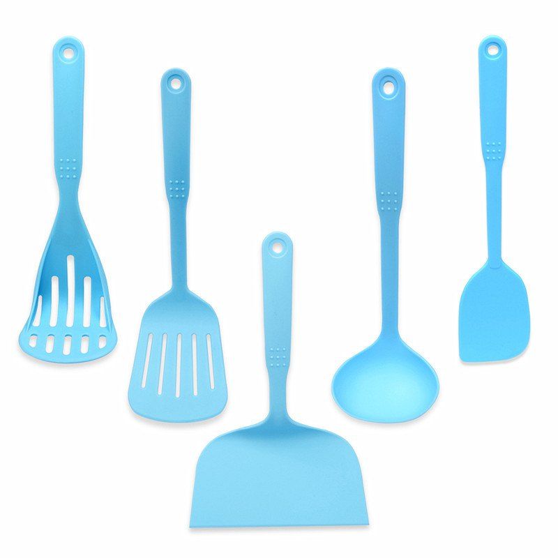 

5PCS Nylon Kitchenware Creative Insulating Cookware Cooking Utensil, Day sky blue