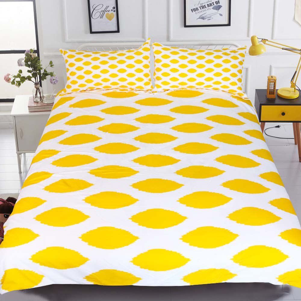 

Lemon Bedding Yellow and White Duvet Cover Set 3pcs, Multi