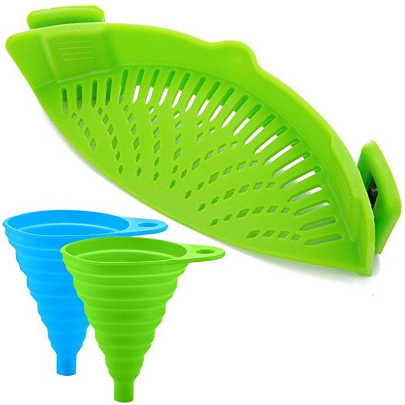 

Silicone Snap Strainer and 2 Collapsible Funnels, Multi