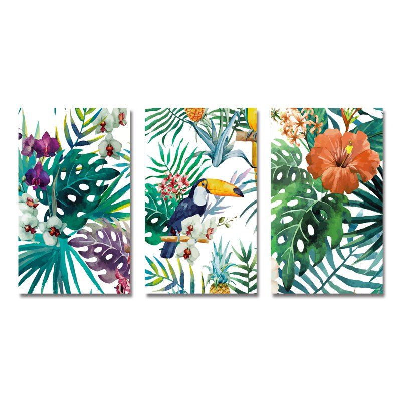 

MY44-XDZS - 137-138-139 3Pcs Plant Flower Bird Print Art, Multi