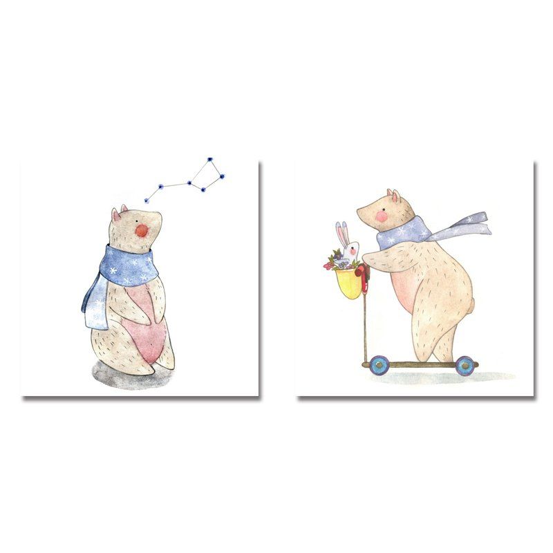 

DYC11105 - bc-10-68-70 2PCS Cute Cartoon Bear Print Art, Multi