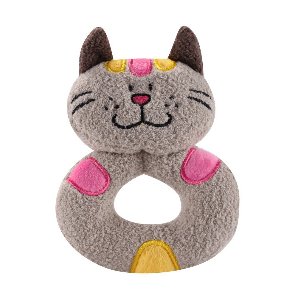 

Baby Stuffed Toy Plush Cartoon Animal Hand Grasp Rattles Newborn Gift, Light gray