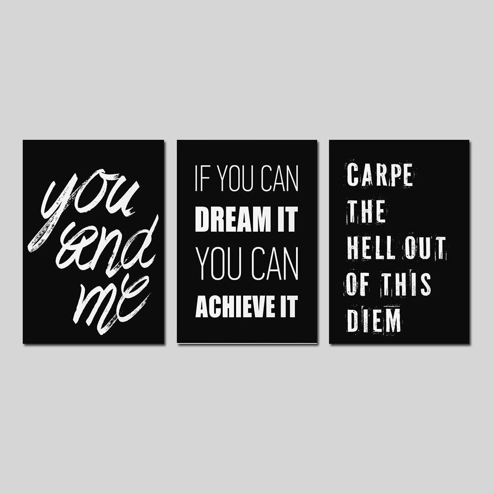 

Living Room Bedroom Background Wall English Print 3PCS, Multi