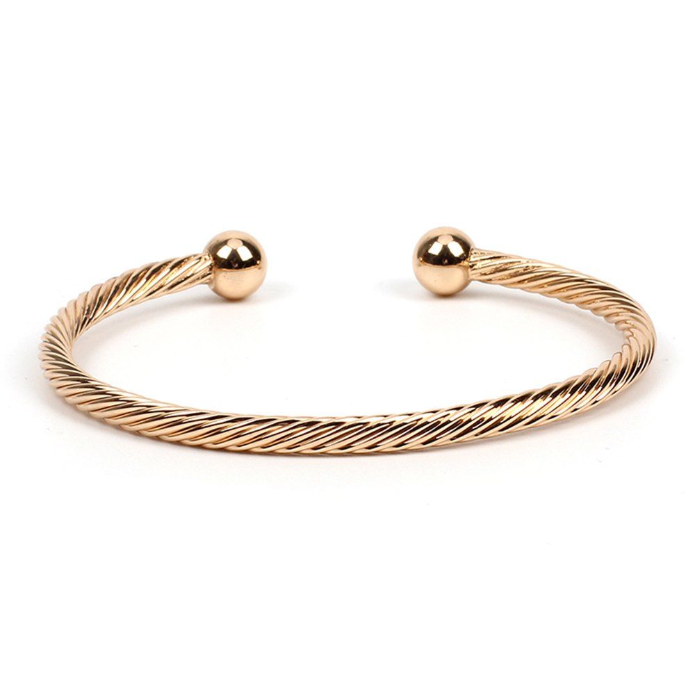

Yellow Copper Embossed Open Personality Bangle, Gold