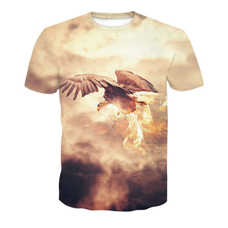 

Eagle 3D Print Men's Casual Short Sleeve Graphic T-shirt, Gray goose