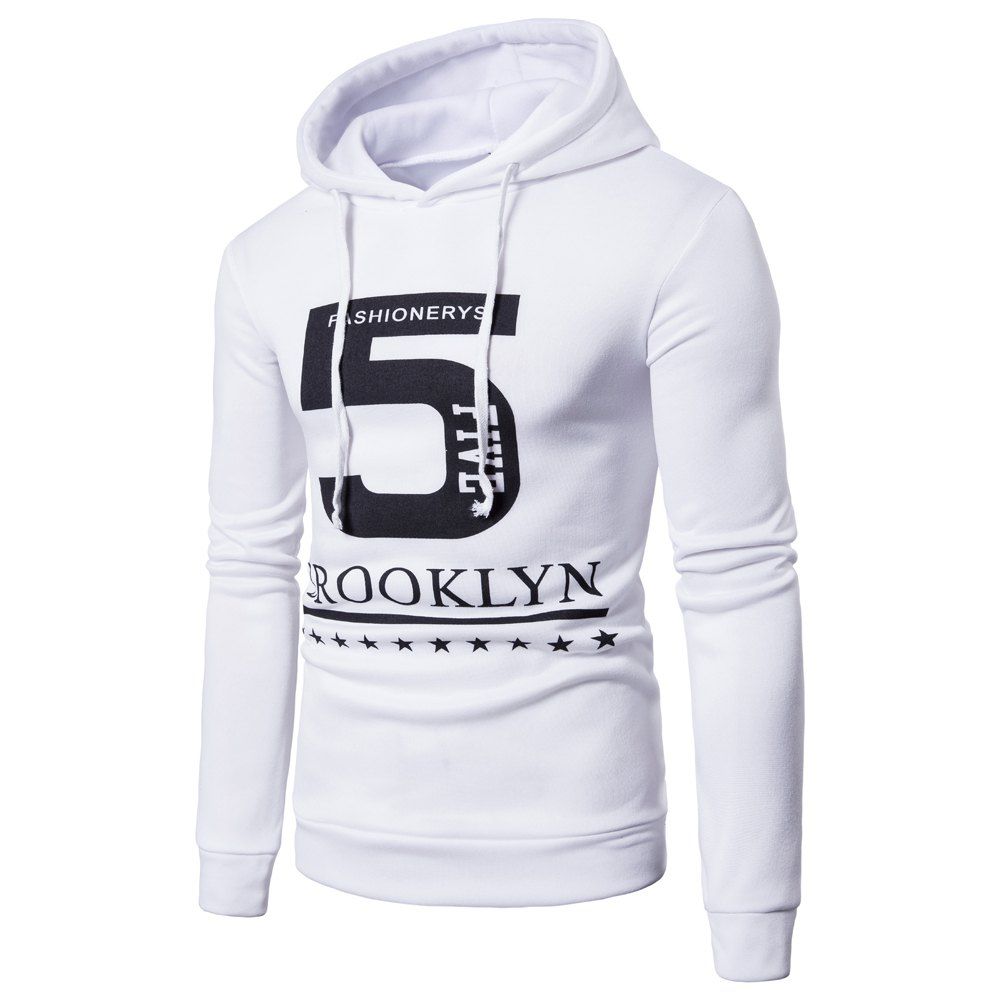 

Men's Casual Lettering Hoodie, White