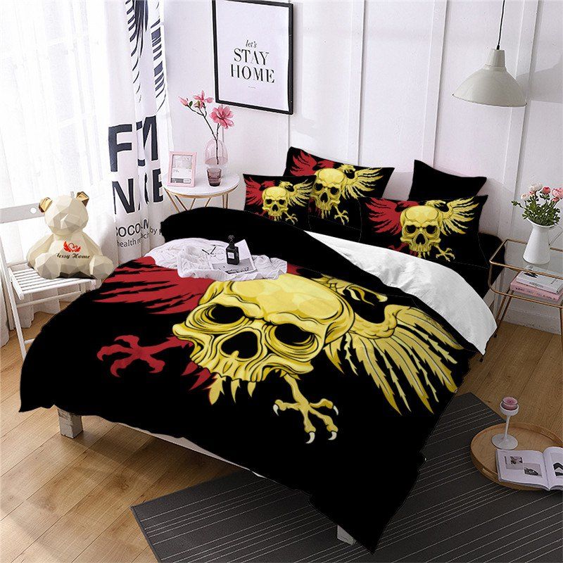 

AS110-B Eagle Fear Personality Decorative Pattern Bedding Set, Black
