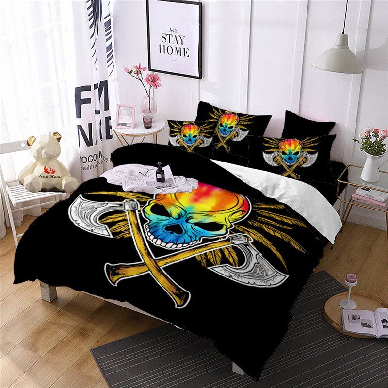 

AS112-B Cold Weapon Axe Fear Personality Decorative Pattern Bedding Set, Black