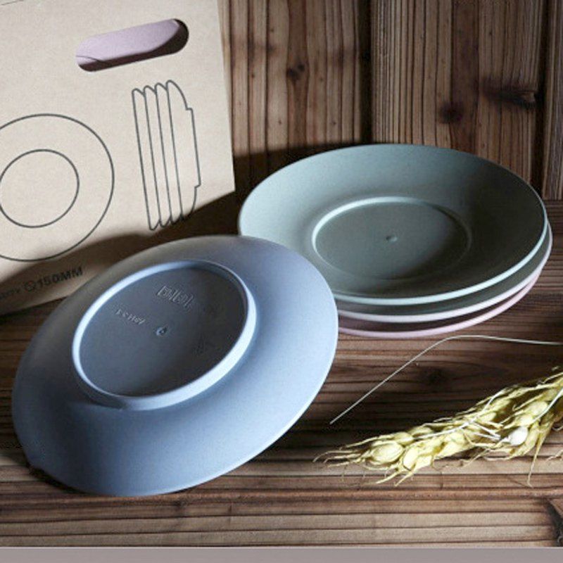 

4Pcs Wheat Fiber Cutlery Bone Dinner Plate, Multi-a