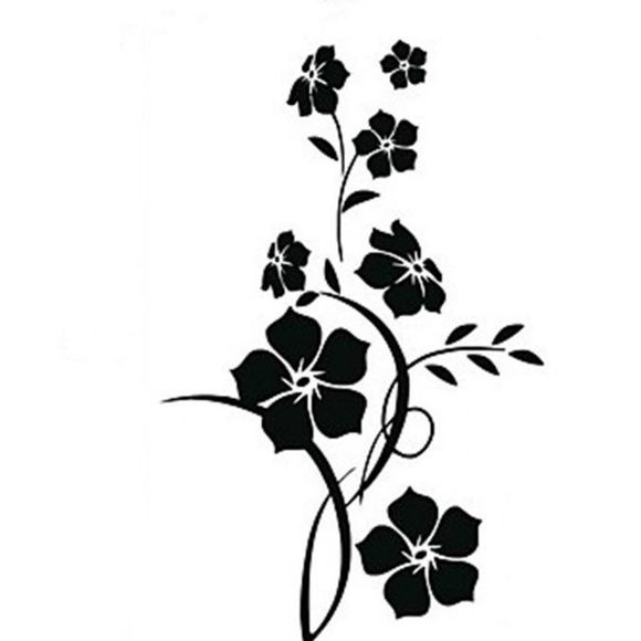 Fleur Wall Sticker Arbre Art Decal Mural pour Salon Chambre Décor À La Maison - Noir 