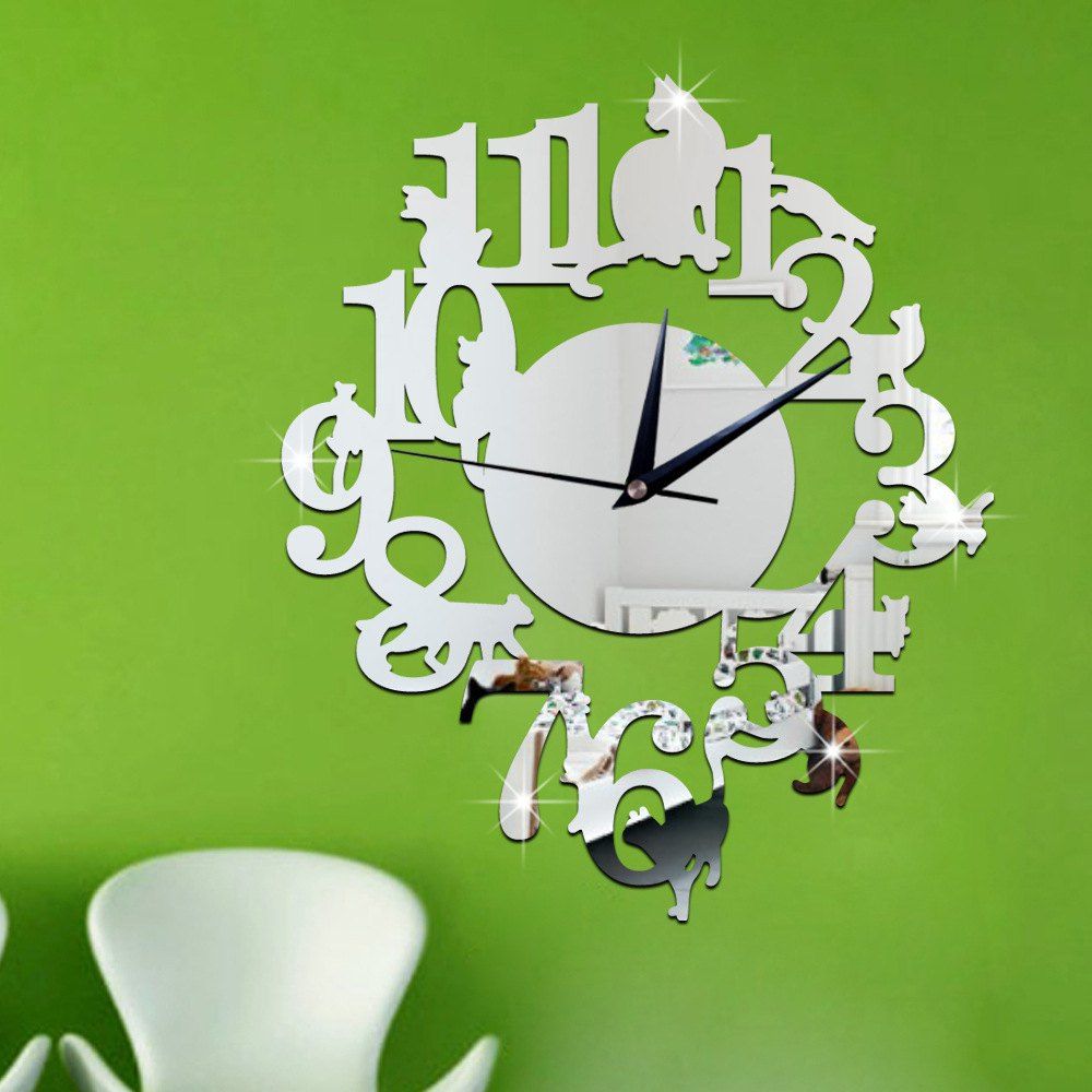 

Black Cat Crystal Mirror Surface Decoration Wall Sticker, Silver