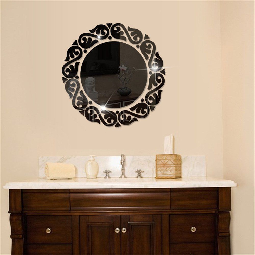 

Acrylic Round Mirror Wall Sticker Bathroom Decoration, Gunmetal