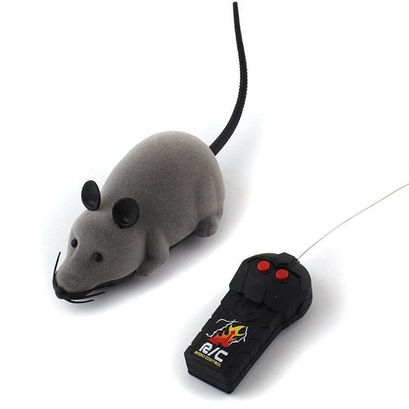 Jouet à télécommande électronique sans fil drôle de rat de souris pour des chats animaux de compagnie - Gris 