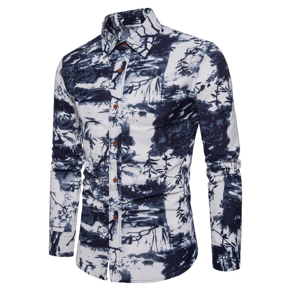 

Men's Print Slim Fashion Party Collar Floral Long Sleeve T-shirt, Multi-c