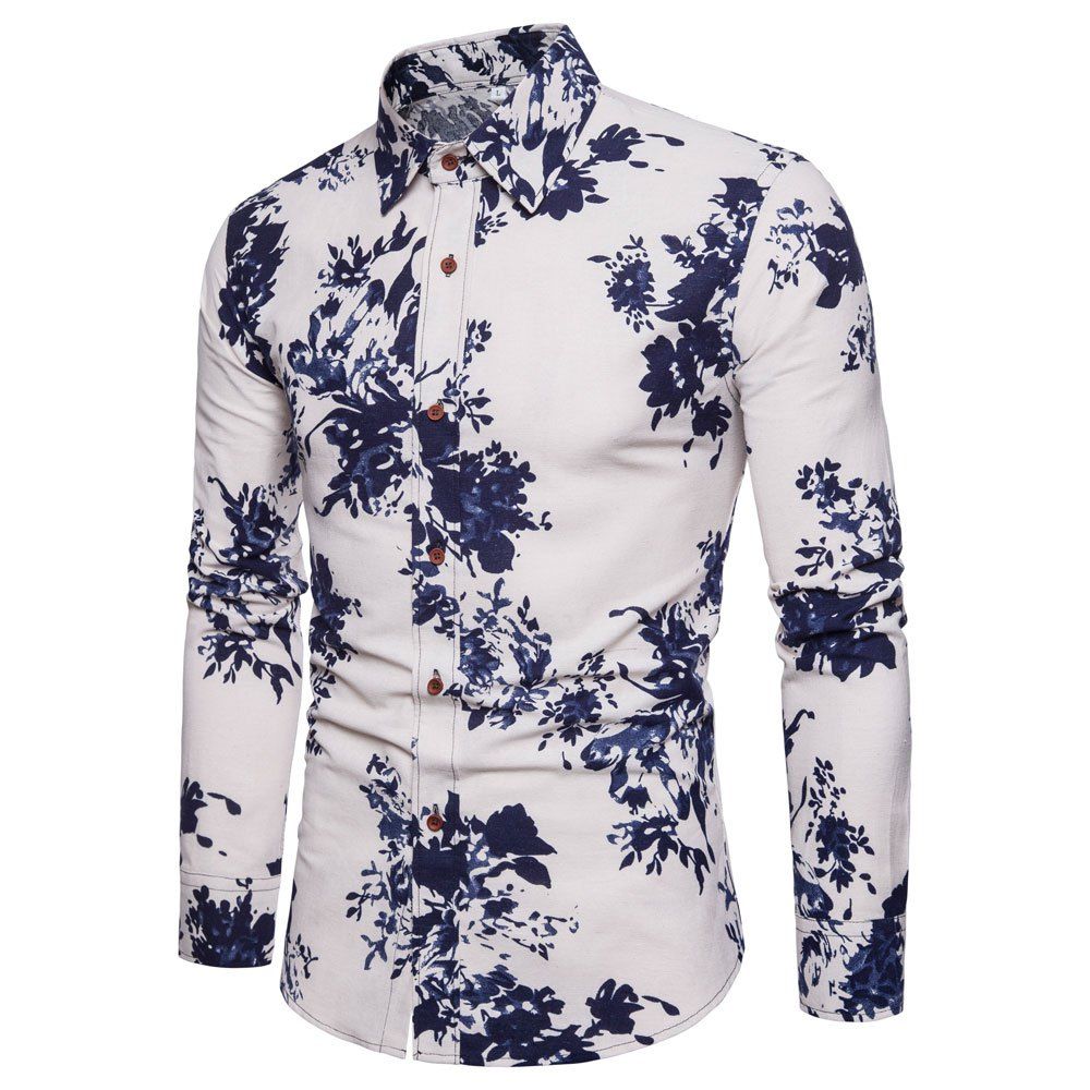 

Men's Print Slim Fashion Party Collar Floral Long Sleeve T-shirt, Multi-n