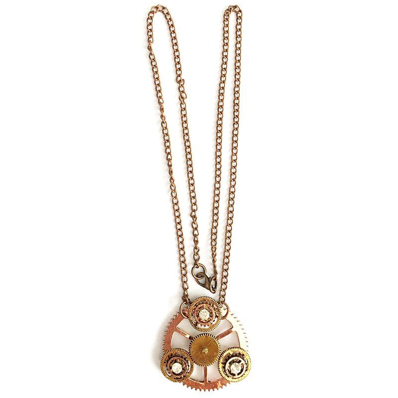 

New European and American Popular Steampunk Gear Diamond Pendant Necklace, Multi