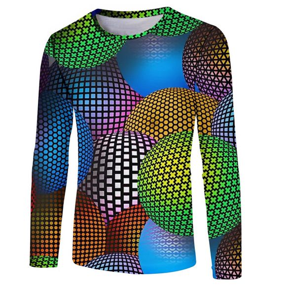 Nouveau T-shirt à manches longues imprimé 3D Fashion Basketball hommes - multicolor L