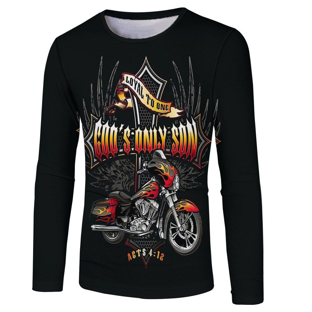 

3D Men'S Long Sleeve with Spring and Autumn Style T-shirt, Black