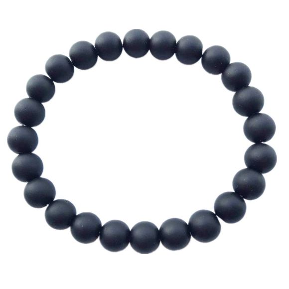 Hommes et femmes gommage naturel Black Stone Lava main chaîne perles Bracelet élastique - Noir 