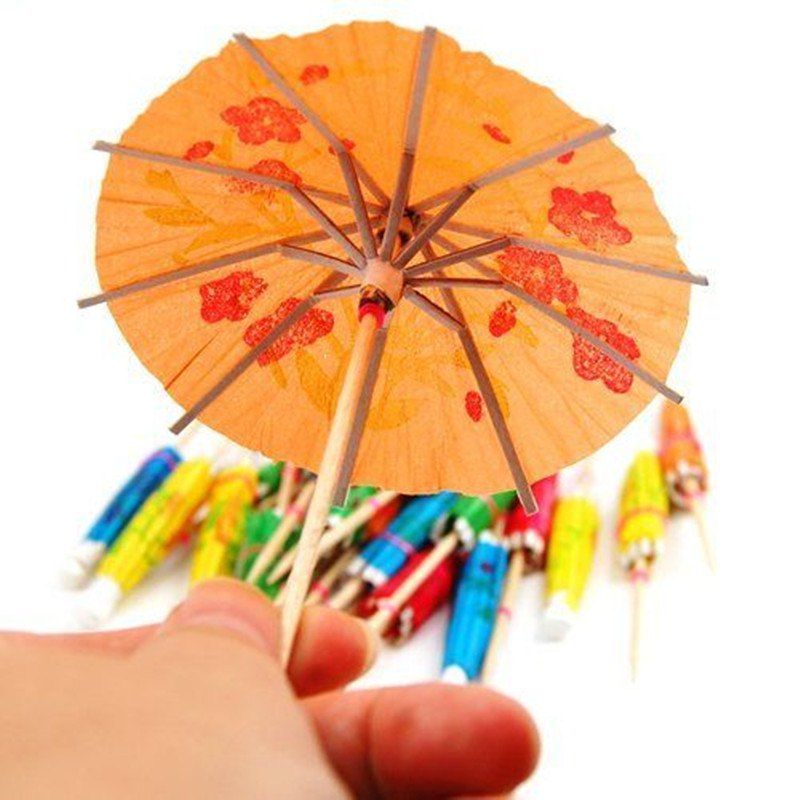 

Paper Cocktail Parasols Umbrellas Drinks Picks Wedding Event Party Supplies 50PS, Multi