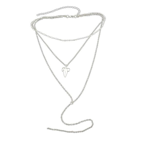 Chaîne multicouche avec collier de forme géométrique - Argent 