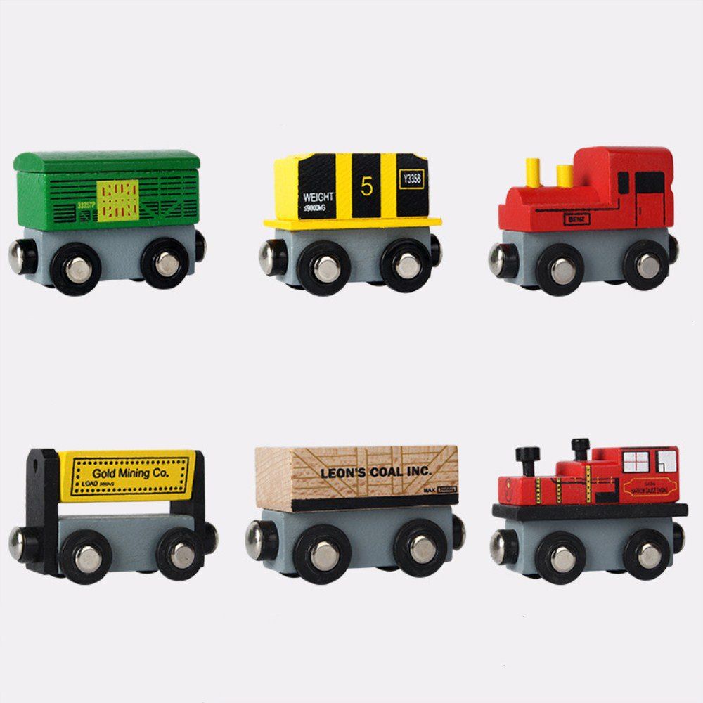 

Early Education Toy Magnetic Wood Small Car Head, Multi-a