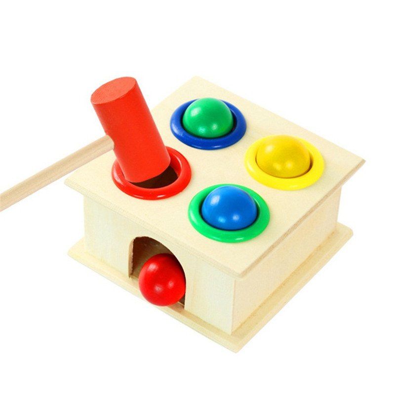 

Colorful Wood Hammering Ball Hammer Box Children Early Learning Educational Toy, Multi