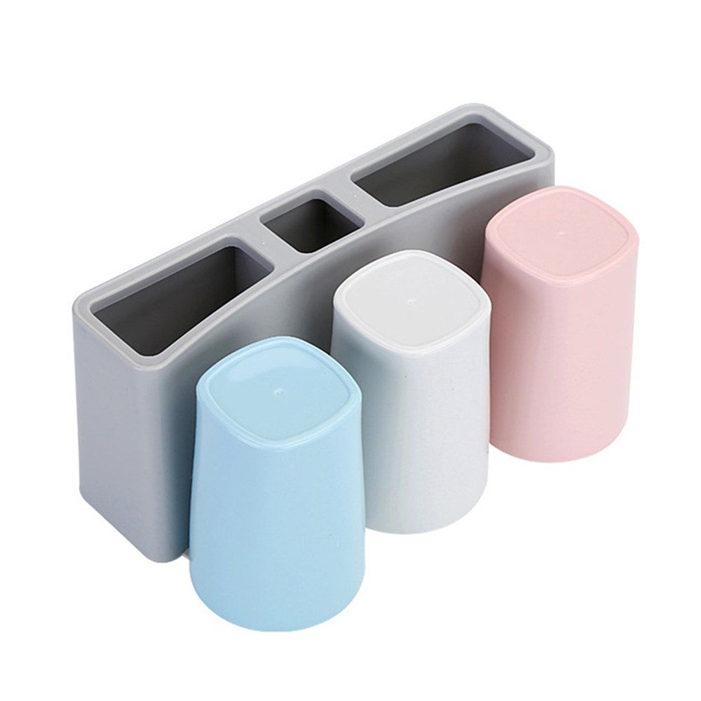 

Wall Hanging Creative Sucker Rinse Cup Toothpaste Toothpick Box Rack, Light gray