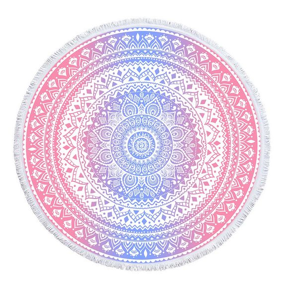 Serviette de Plage Mandala Rose-Bleu avec Pompon en Microfibre - multicolor A 150CM