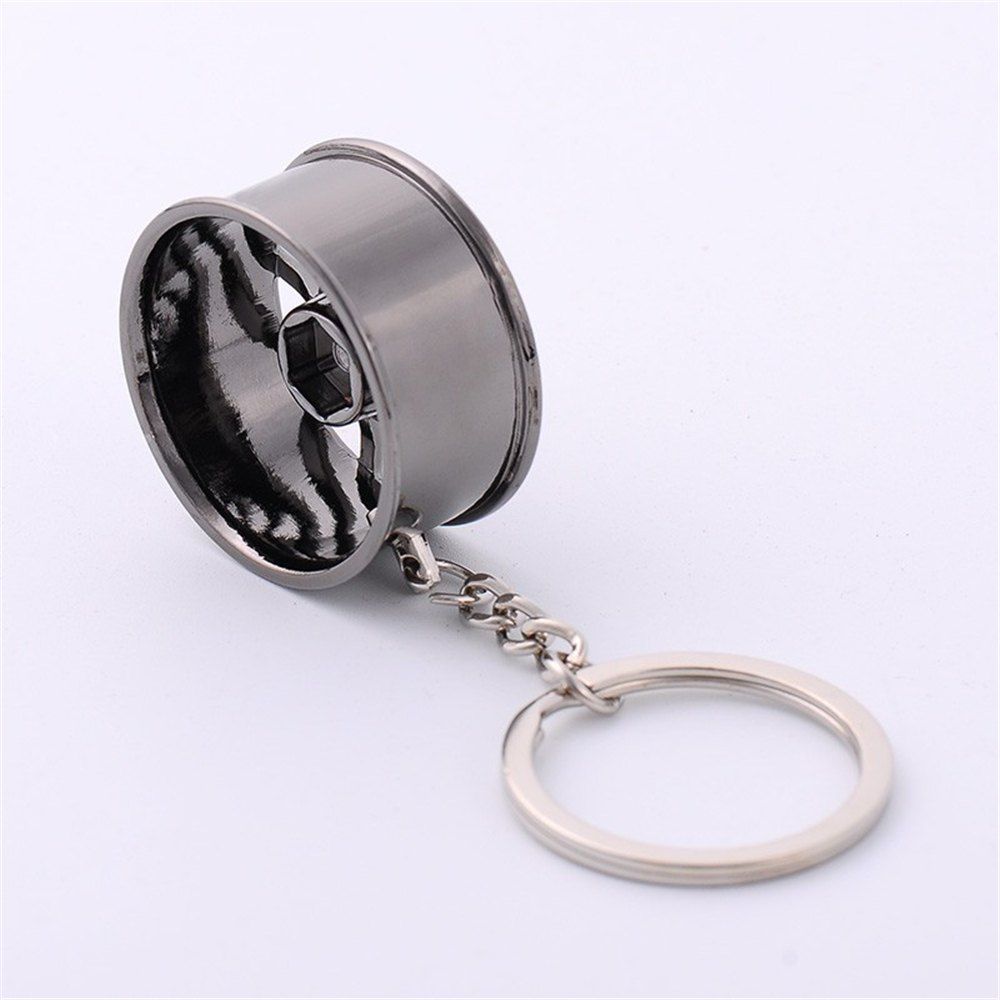 

Creative Wheel Hub Metal Car Key Buckle Car Pendant, Black