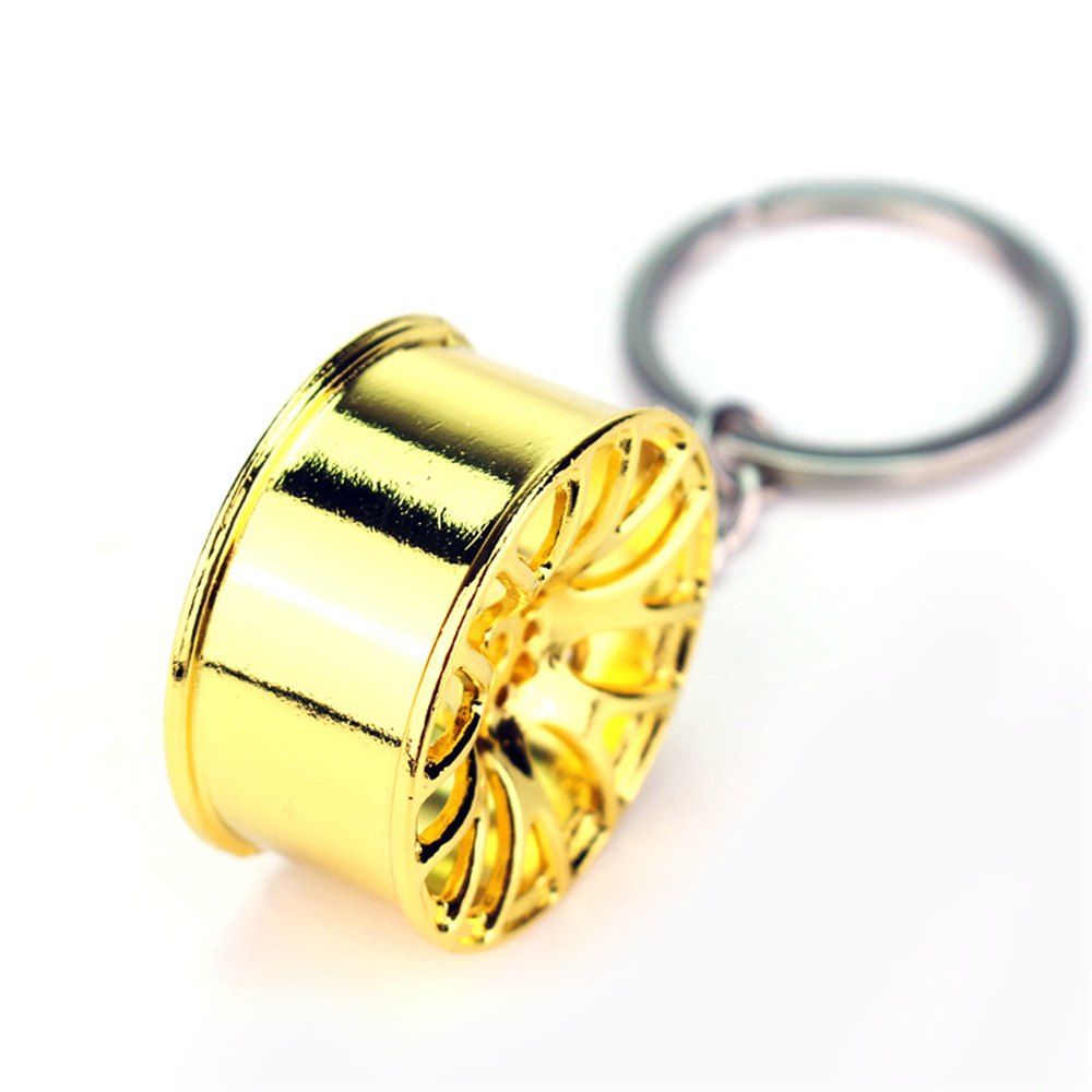

Creative Wheel Hub Metal Car Key Buckle Car Pendant, Golden brown