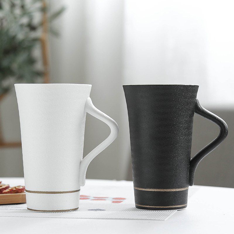 

Simple Ceramic Painting Large Capacity Milk Tea Cup Mug, Milk white