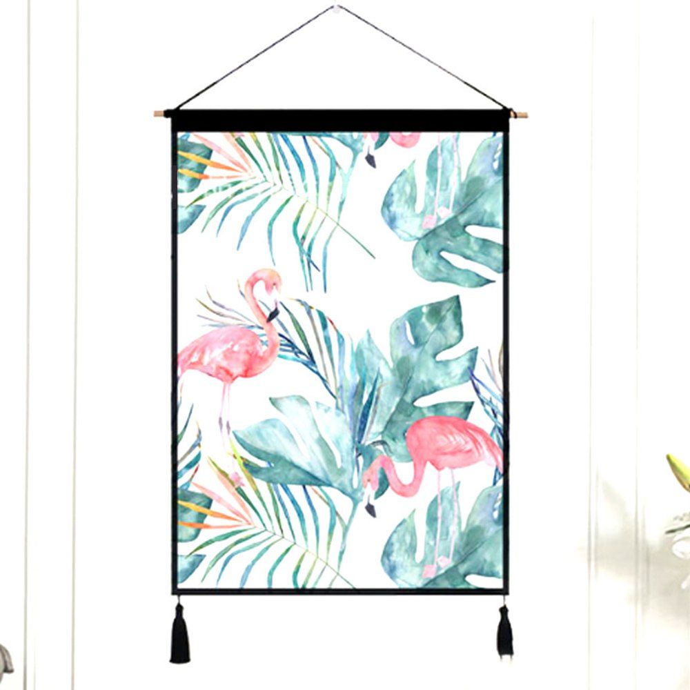 

Flamingo Mural Tapestry Plant Hanging Cloth Background Walling Decor, Frog green