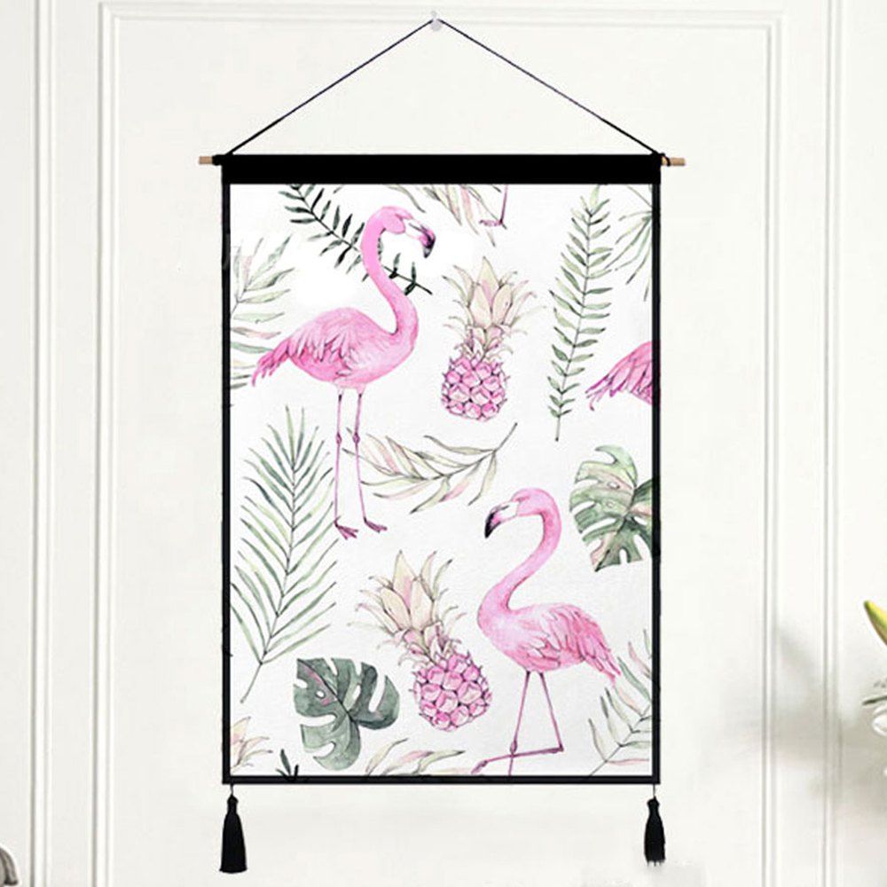 

Flamingo Mural Tapestry Plant Hanging Cloth Background Walling Decor, Pig pink