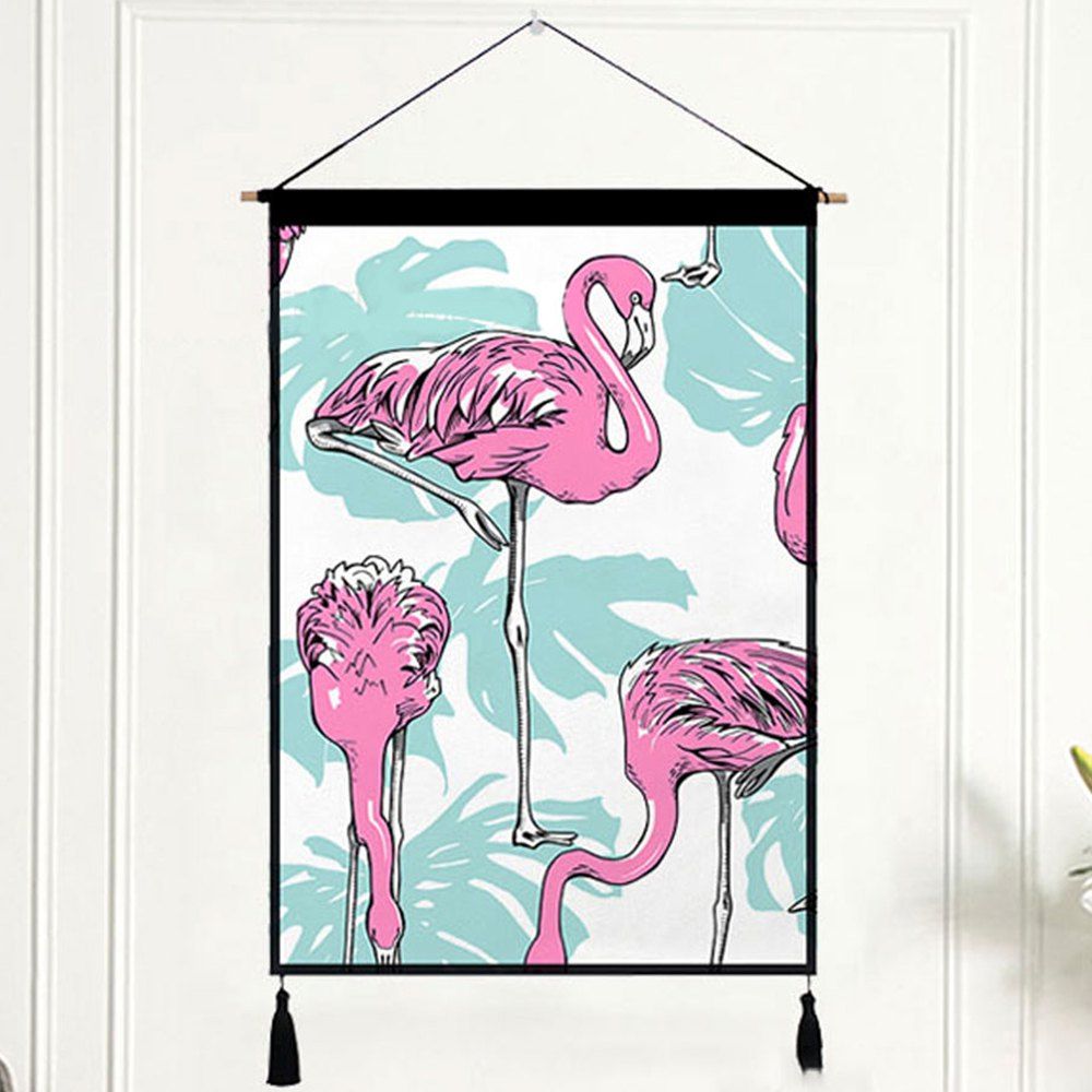 

Flamingo Mural Tapestry Plant Hanging Cloth Background Walling Decor, Carnation pink