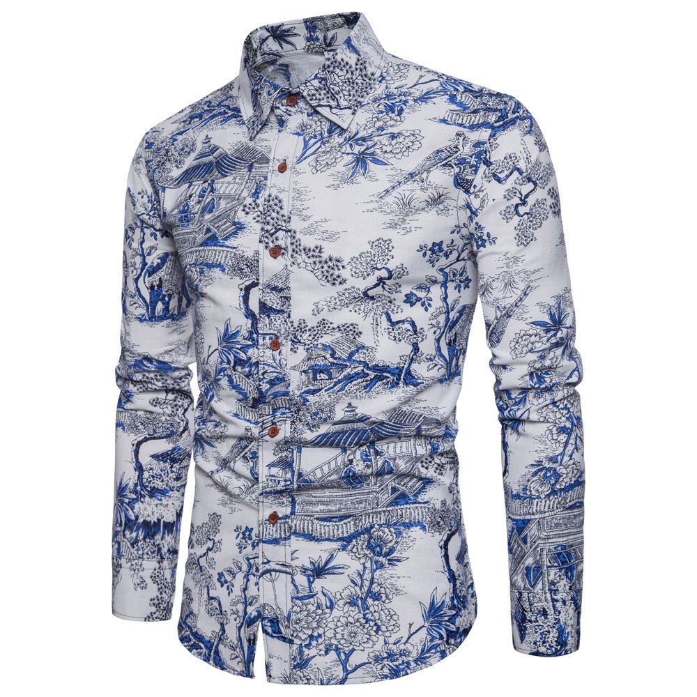 

Men's Ethnic Style Men'S Long Sleeve Shirt, Multi-f