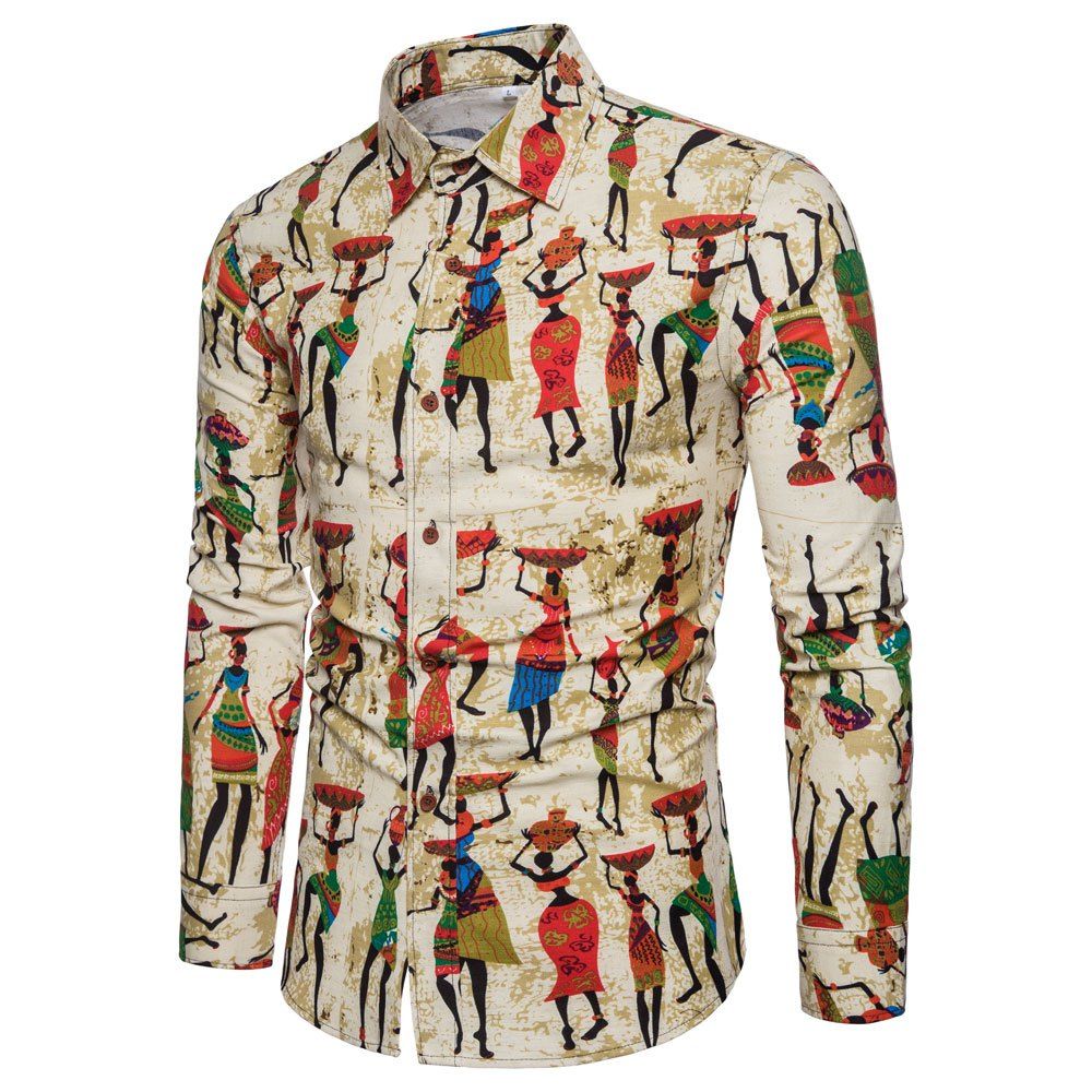 

Men's Ethnic Style Men'S Long Sleeve Shirt, Multi-l