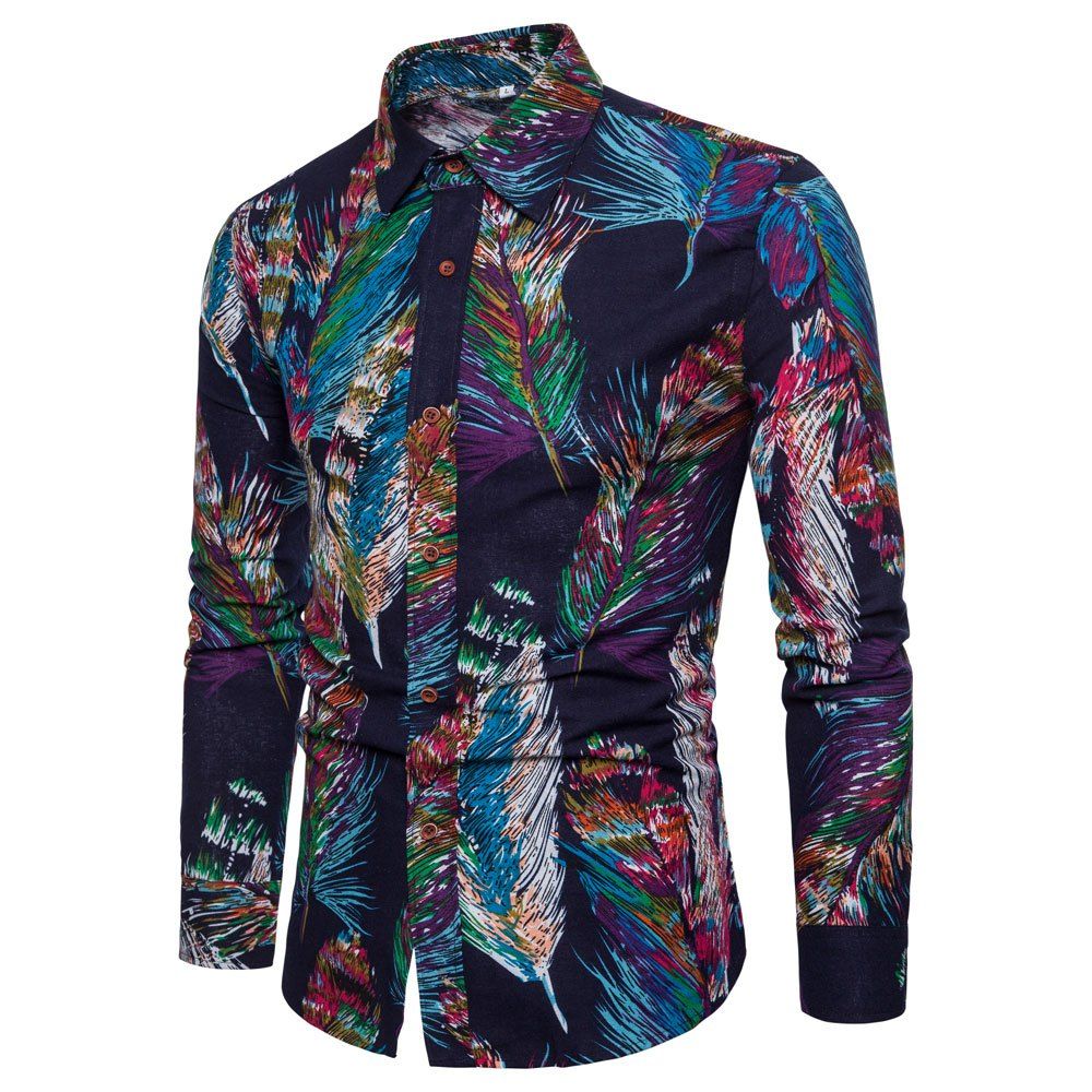 

Men's Ethnic Style Men'S Long Sleeve Shirt, Multi-m