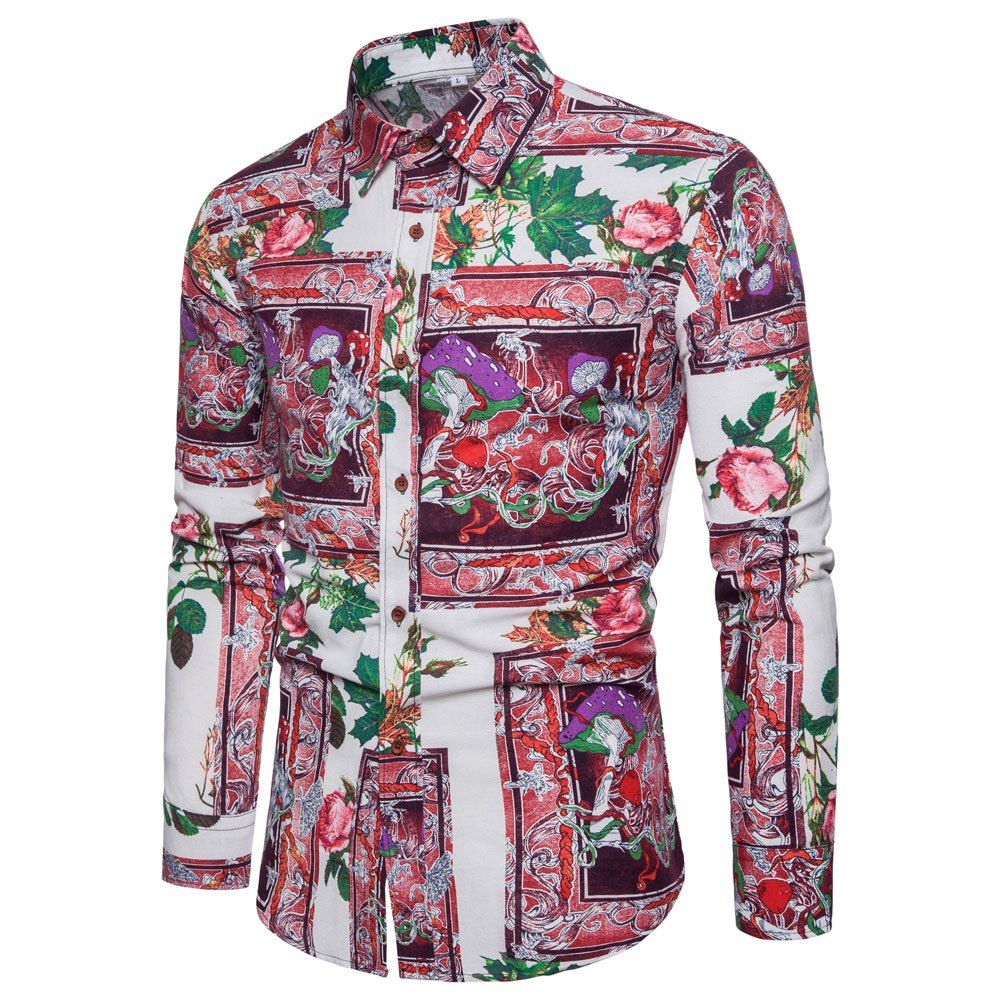 

Men's Ethnic Style Men'S Long Sleeve Shirt, Multi-o